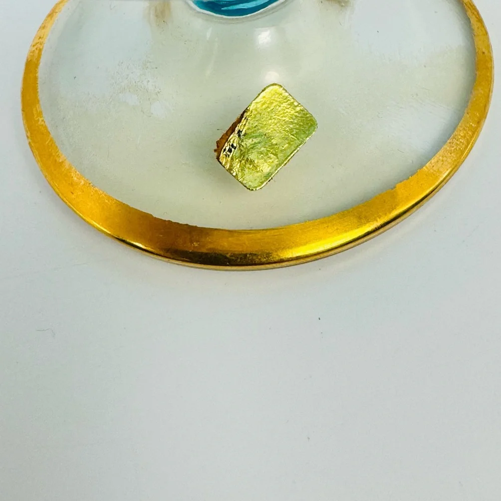 Empoli Italy Glass Aqua Blue Jeweled Decanter Mid Century No Stopper VTG